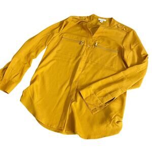 Calvin Klein Blouse size S Yellow Mustard Western Preppy